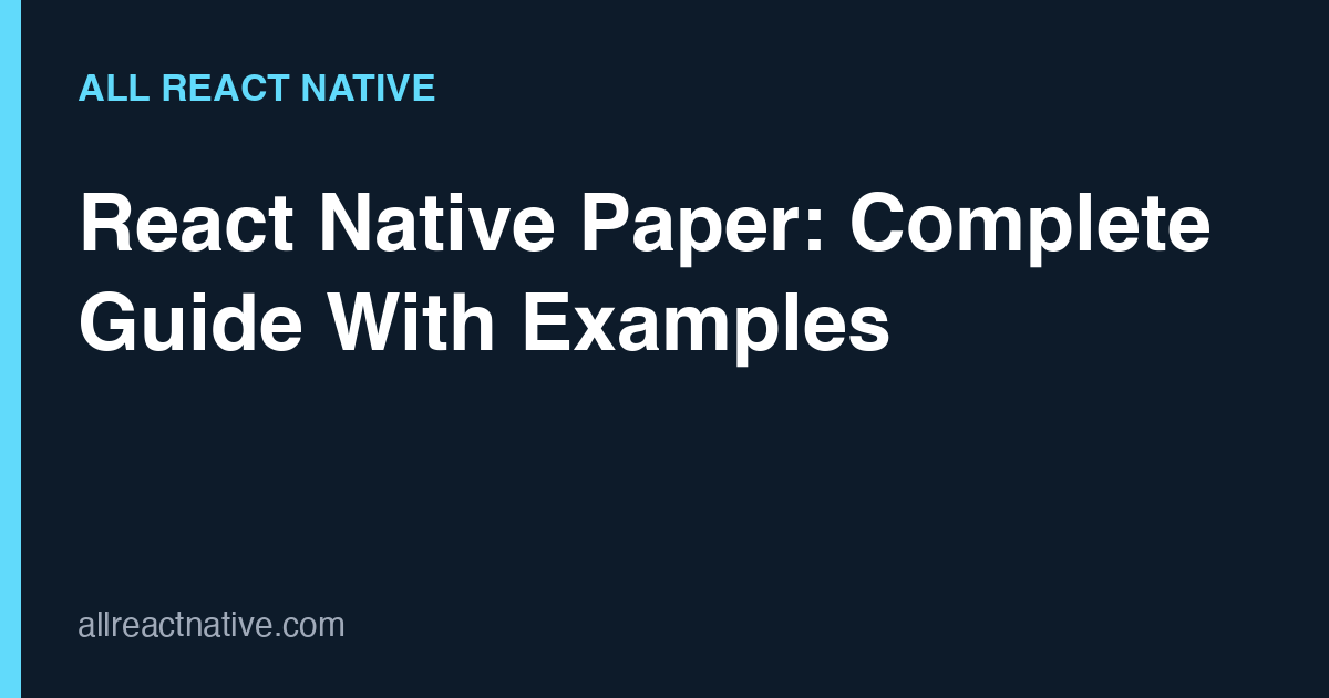 React native paper guide